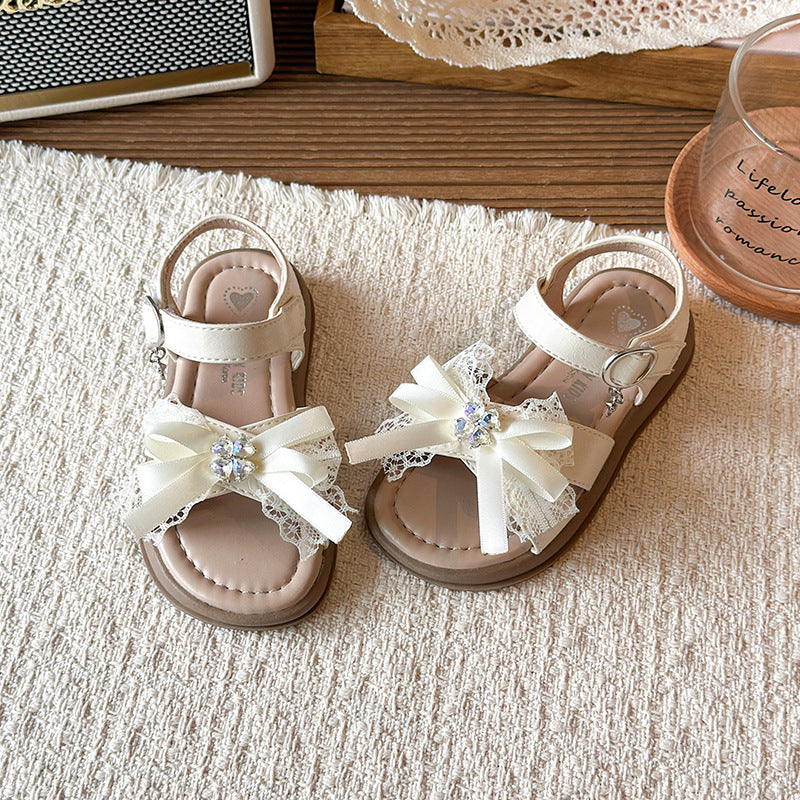 Floral Rhinestone Girls Summer Sandals