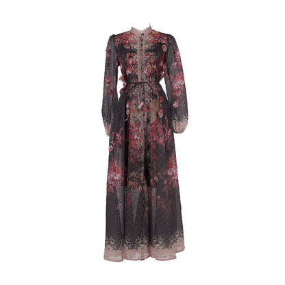 Floral Ruffle Long Dress with Off-Shoulder Design