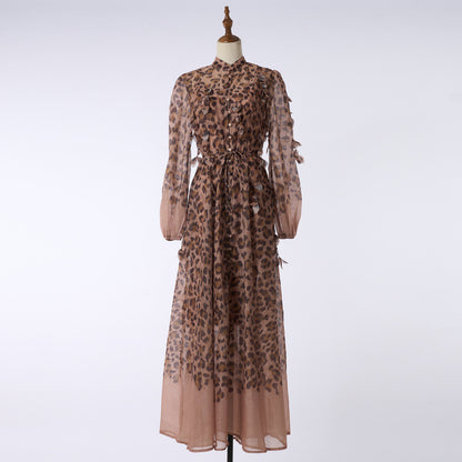 Floral Ruffle Long Dress with Off-Shoulder Design