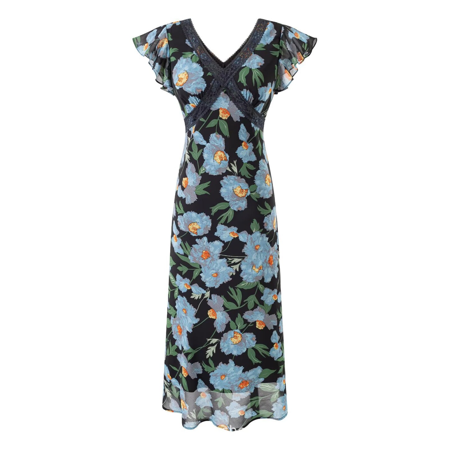 Floral Ruffle Sleeve Dress