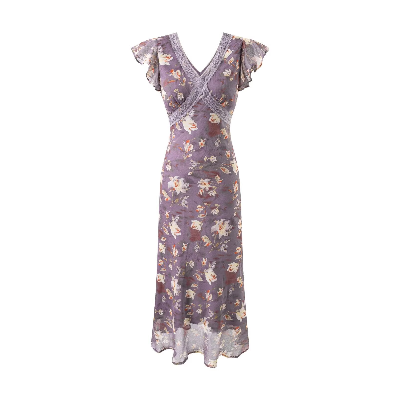 Floral Ruffle Sleeve Dress