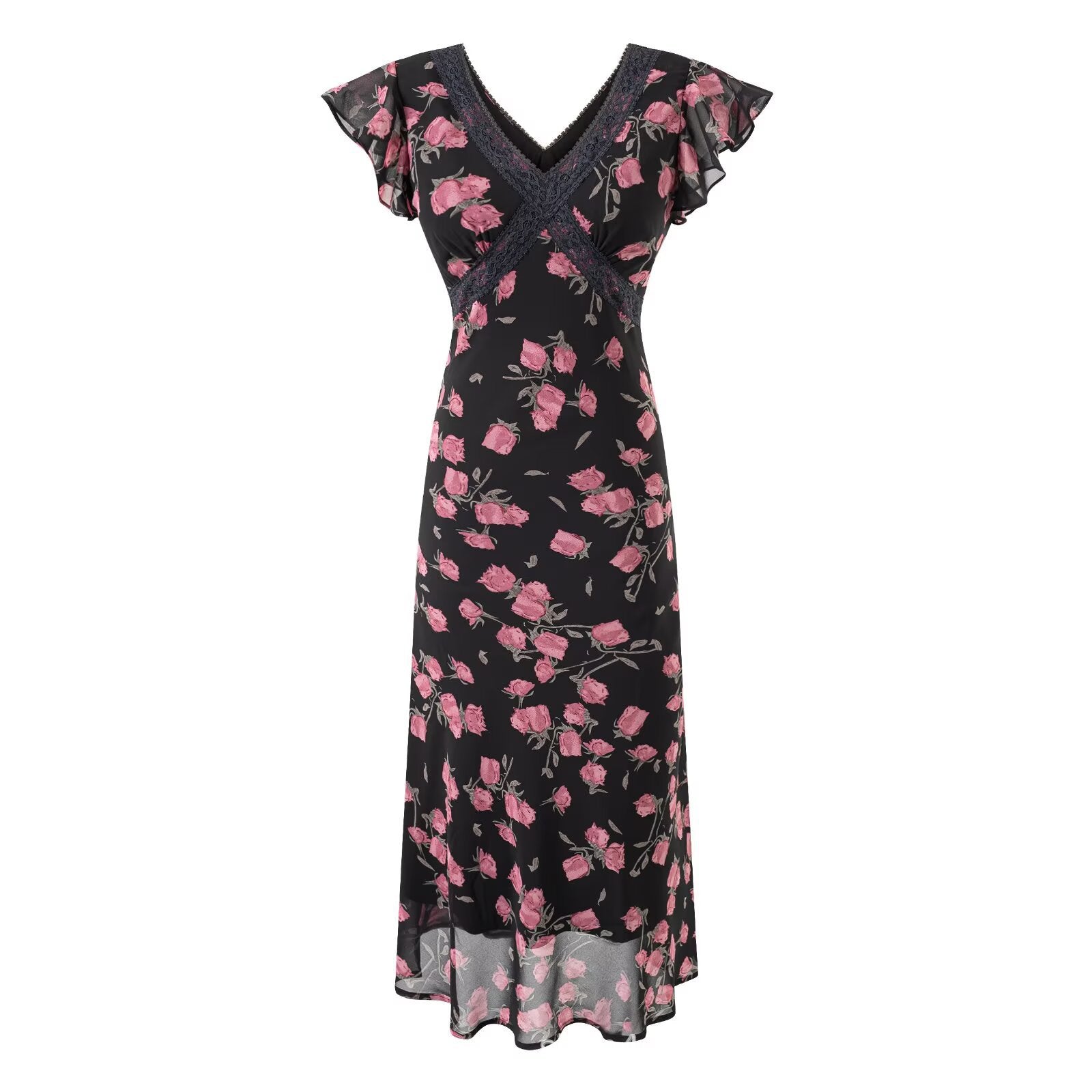Floral Ruffle Sleeve Dress