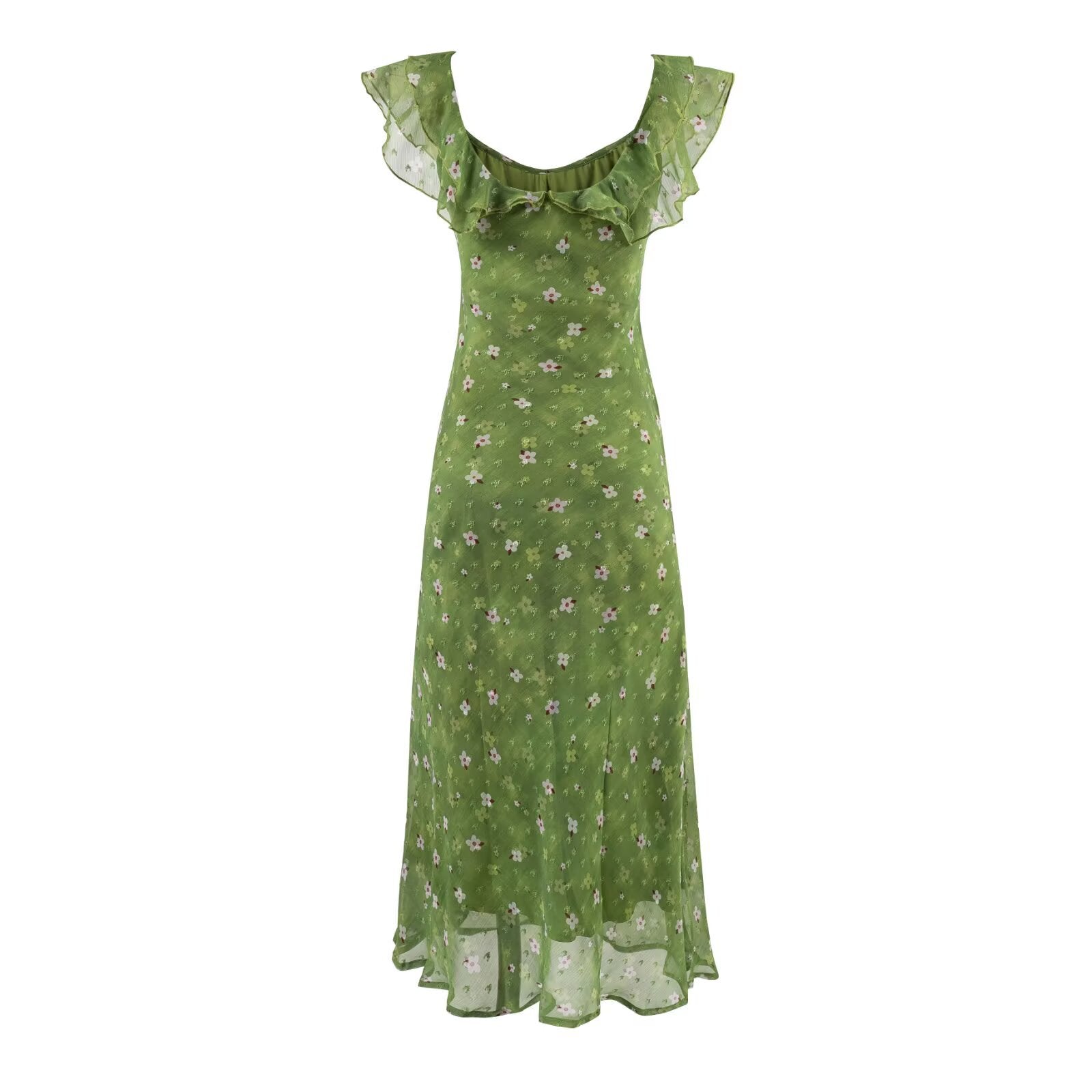 Floral Ruffled V-Neck Summer Dress