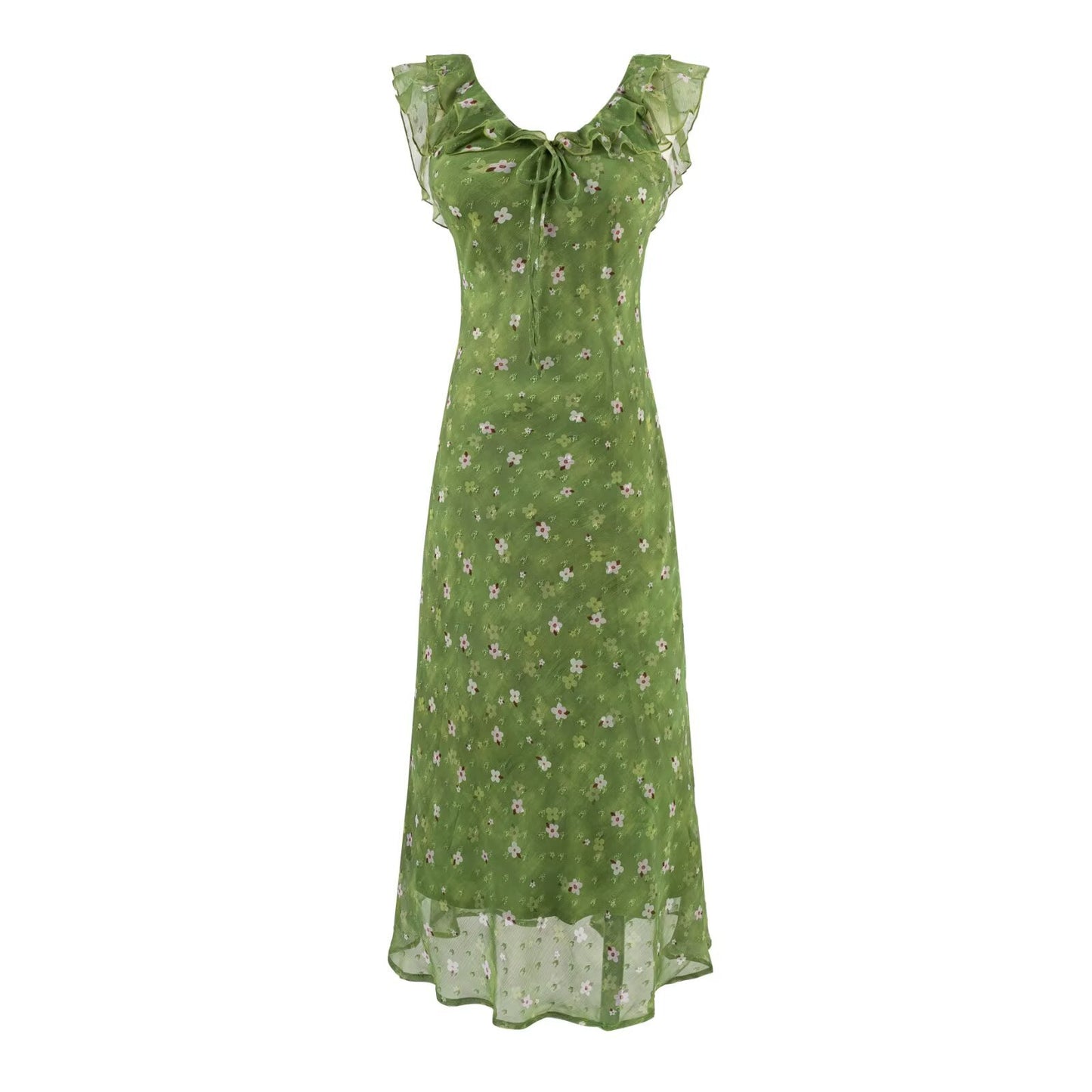 Floral Ruffled V-Neck Summer Dress