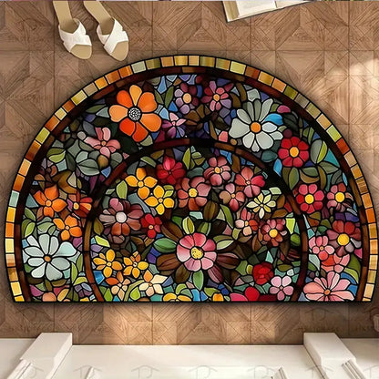 Floral Semi-Round Door Mat