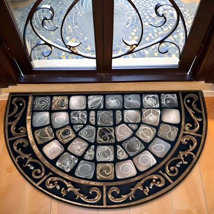 Floral Semi-Round Door Mat