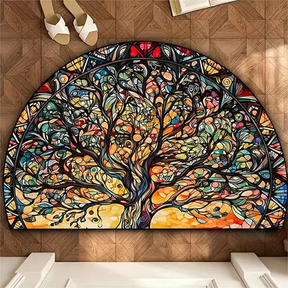 Floral Semi-Round Door Mat