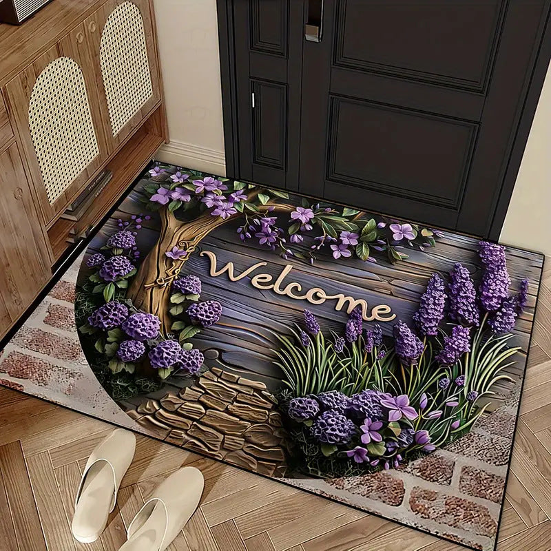 Floral Semi-Round Door Mat