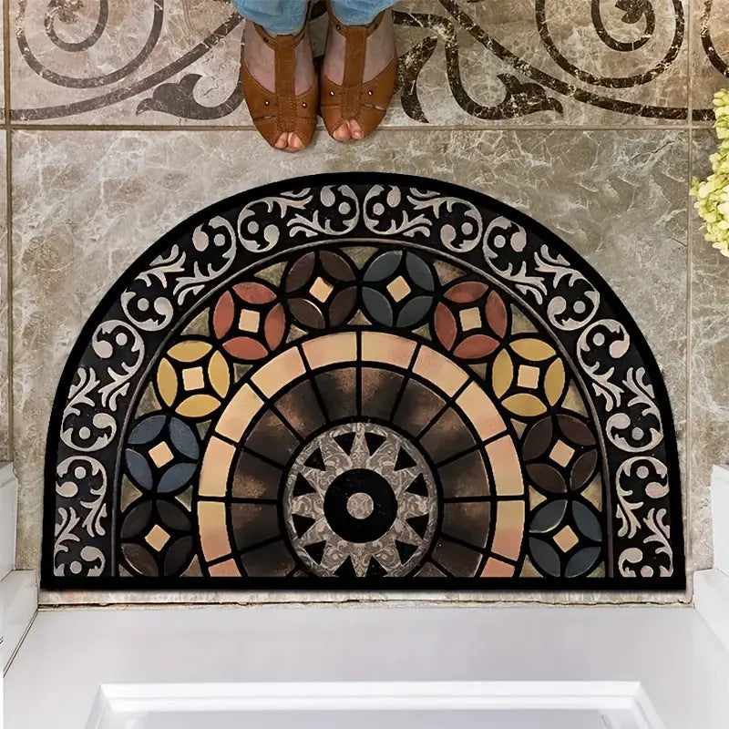 Floral Semi-Round Door Mat
