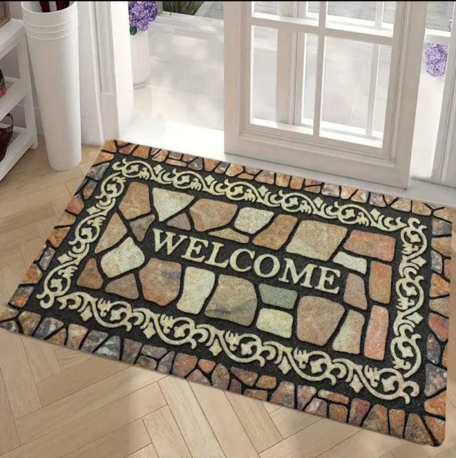 Floral Semi-Round Door Mat