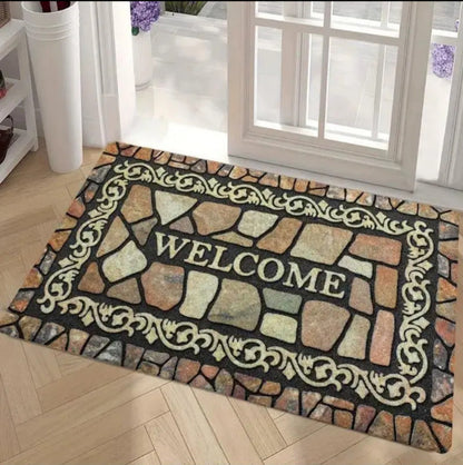 Floral Semi-Round Door Mat