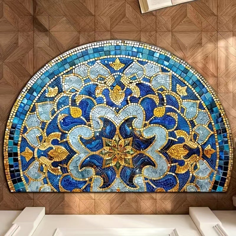 Floral Semi-Round Door Mat