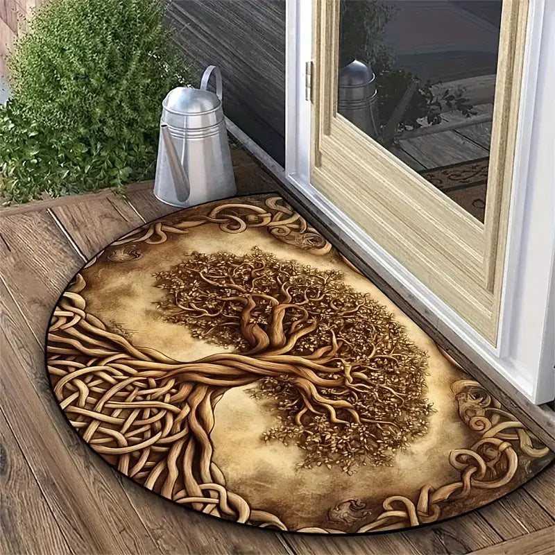 Floral Semi-Round Door Mat