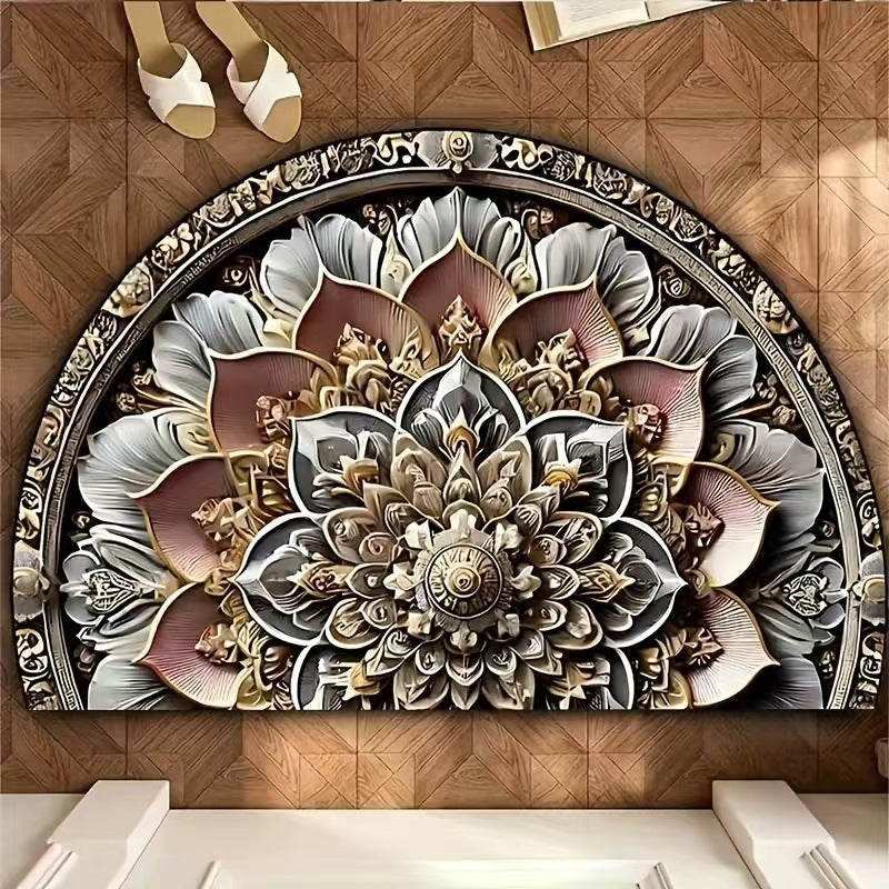 Floral Semi-Round Door Mat