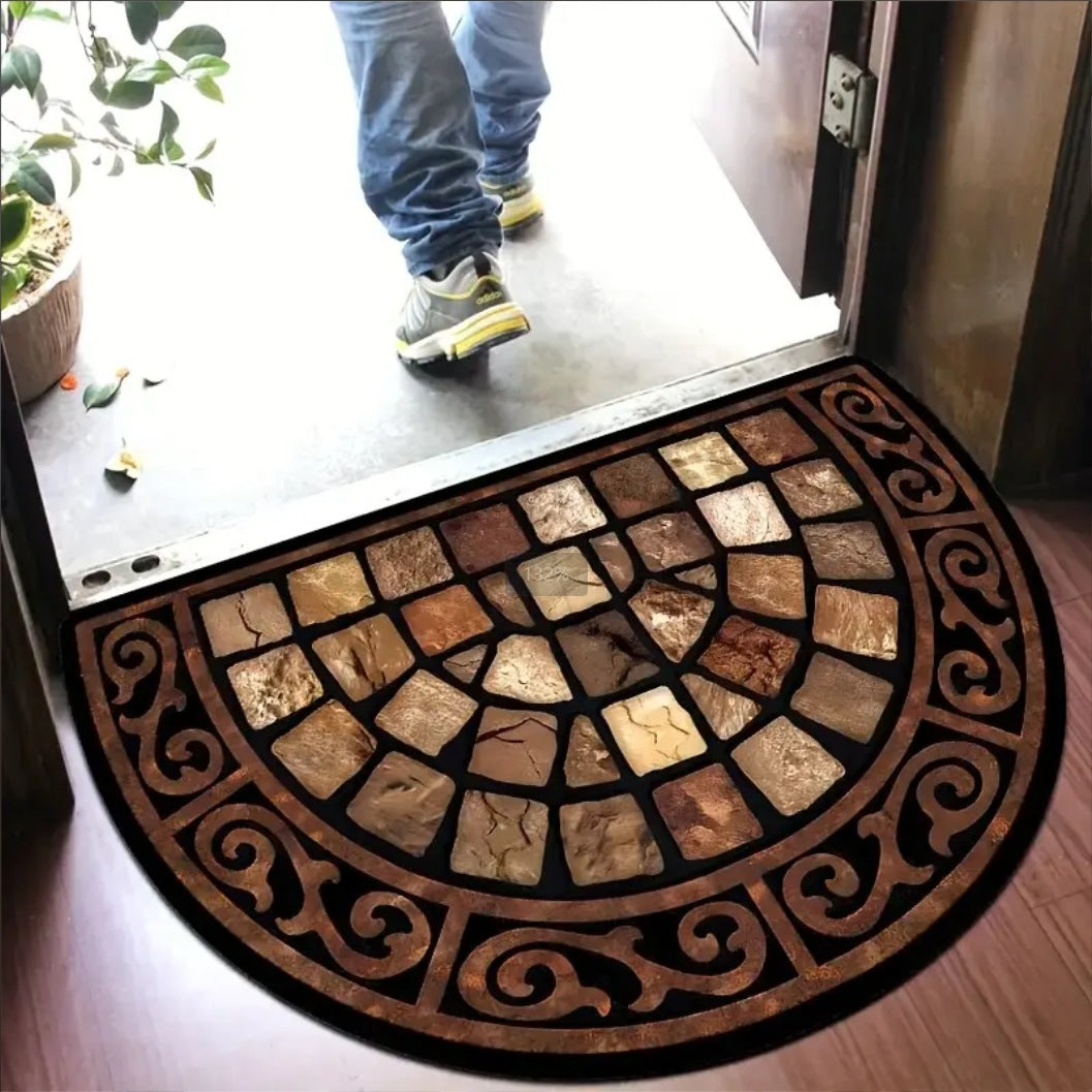 Floral Semi-Round Door Mat