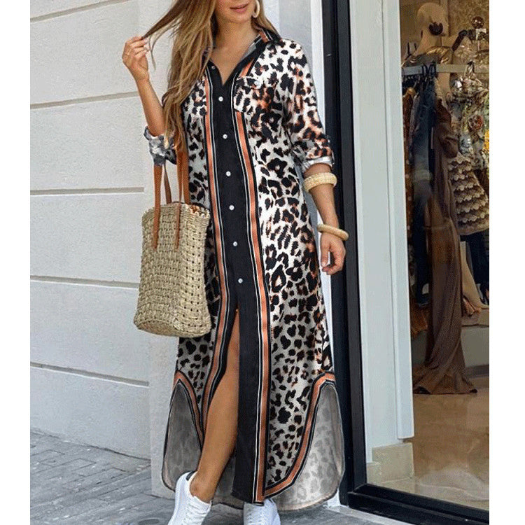Floral shirt long dress