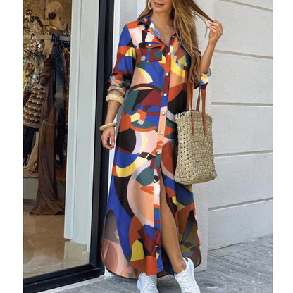 Floral shirt long dress