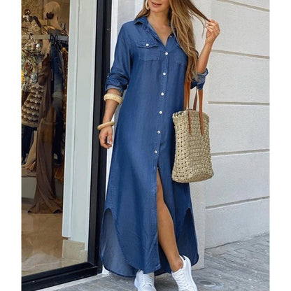 Floral shirt long dress