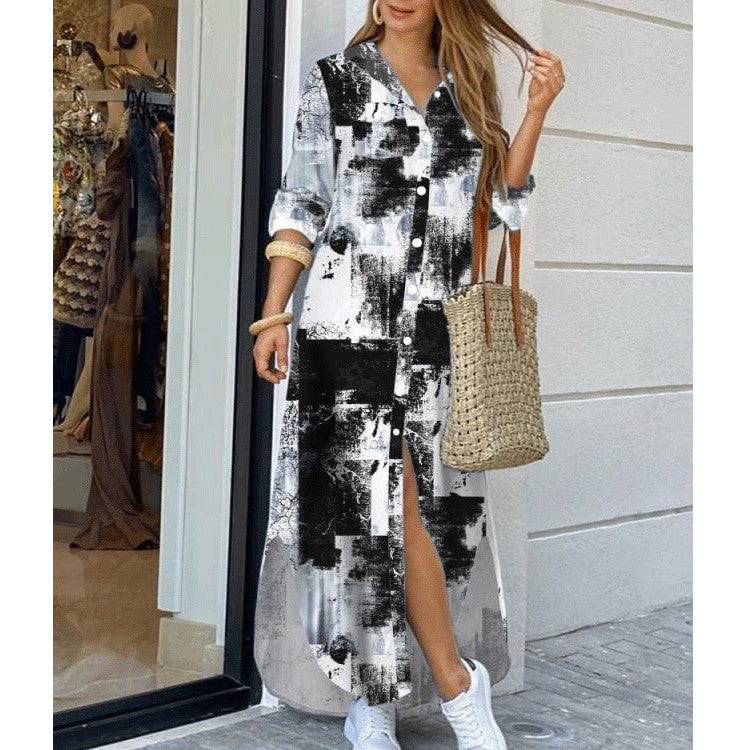 Floral shirt long dress
