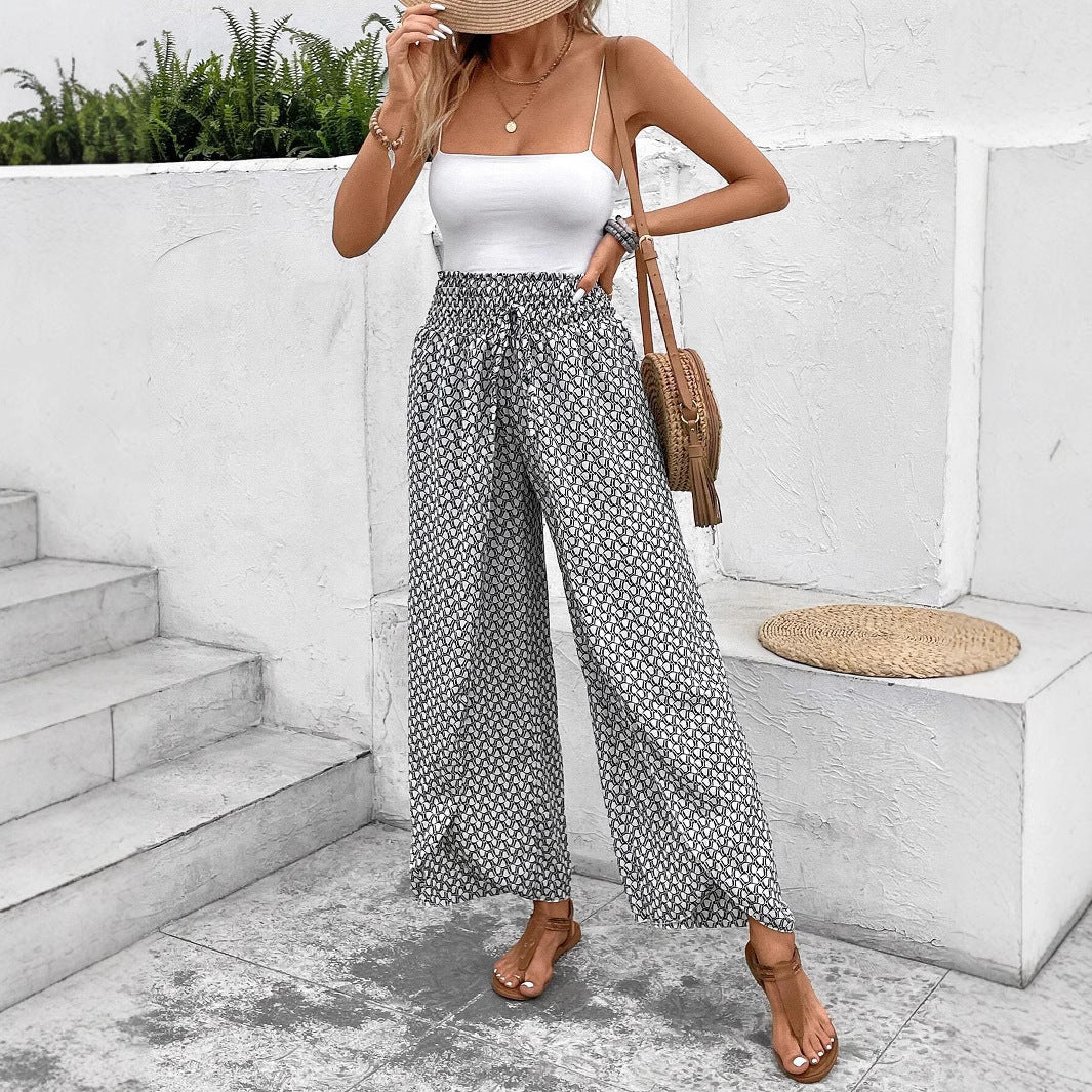 Floral Side Slit Wide-Leg Culottes