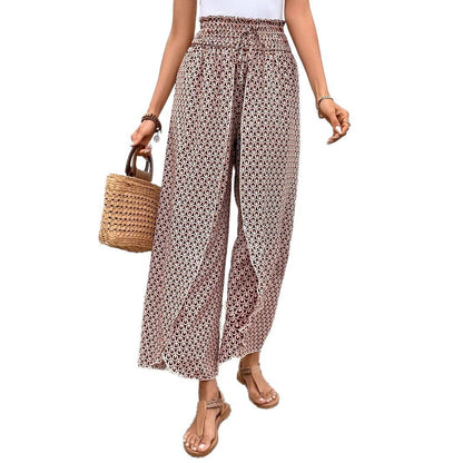 Floral Side Slit Wide-Leg Culottes