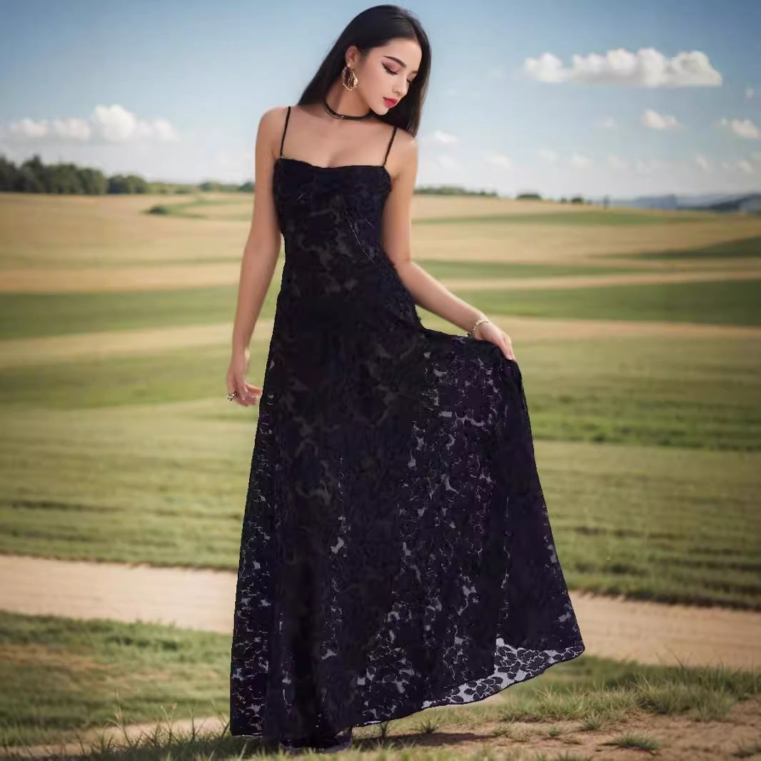 Floral Slip Dress with See-Through Design