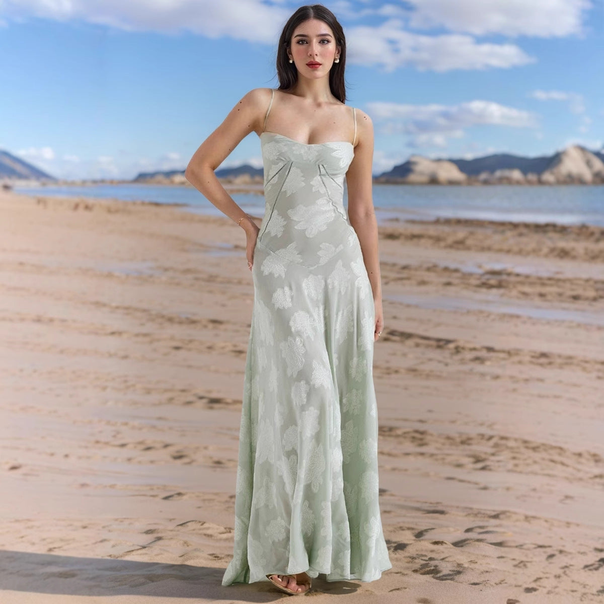 Floral Slip Dress with See-Through Design