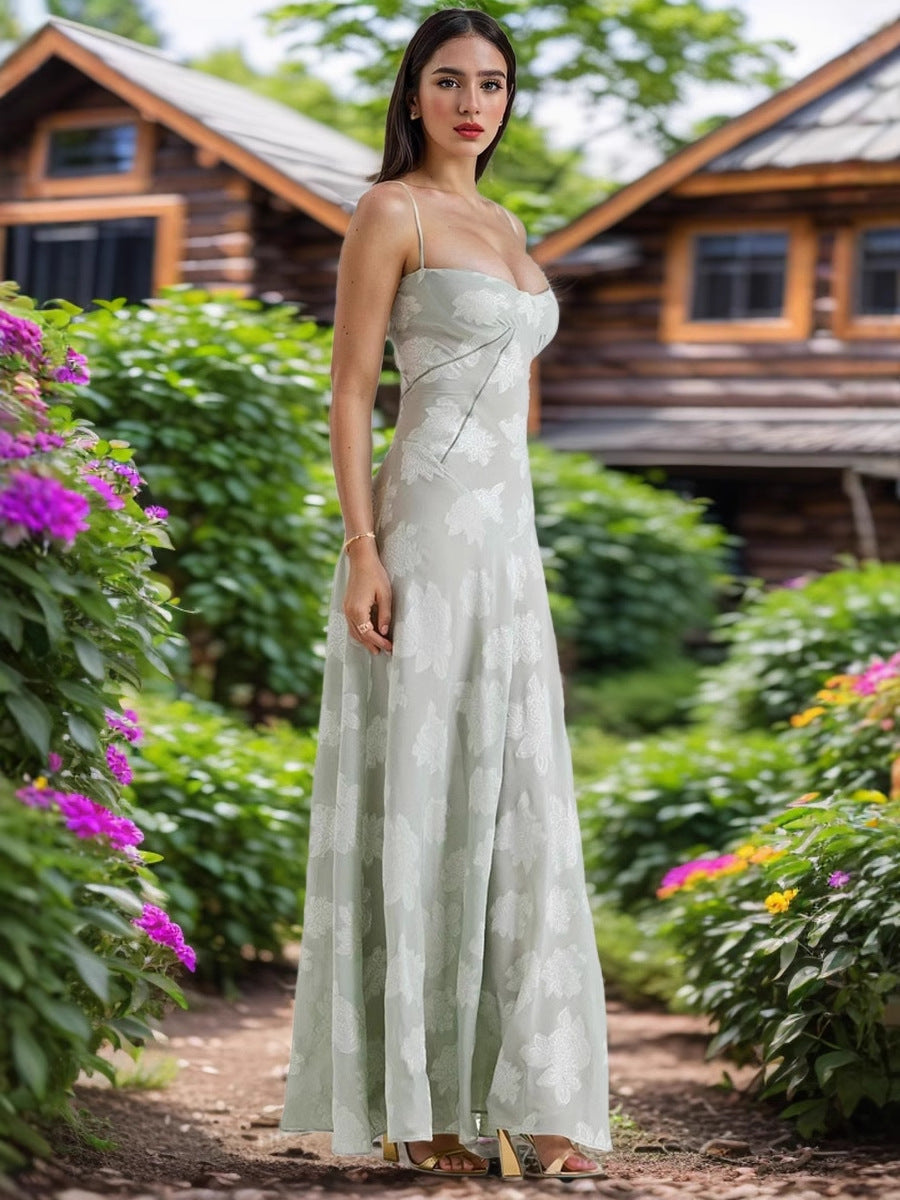 Floral Slip Dress with See-Through Design