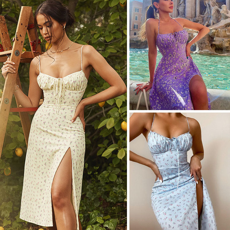 Floral Slit Strap Dress
