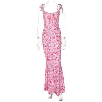 Floral Spaghetti Strap Flared Dress