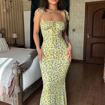 Floral Spaghetti Strap Flared Dress