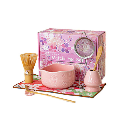 Floral Spout Matcha Bowl Ceramic Tea Set