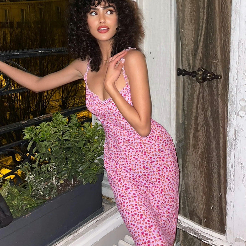 Floral Suspender Skirt Dress