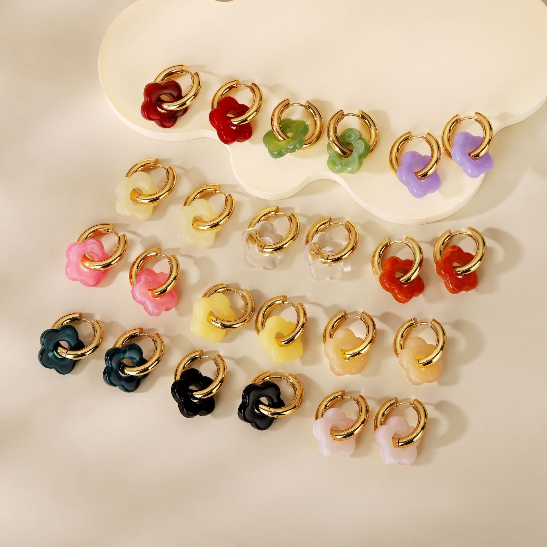 Floral Titanium Steel Earrings