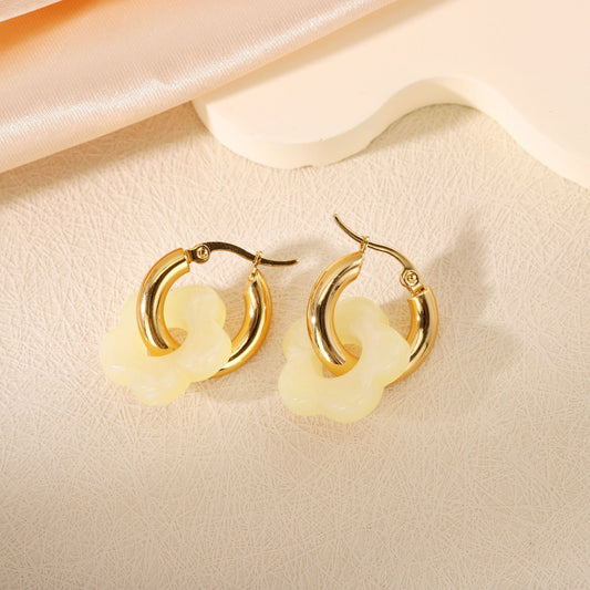 Floral Titanium Steel Earrings