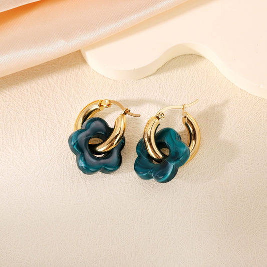 Floral Titanium Steel Earrings