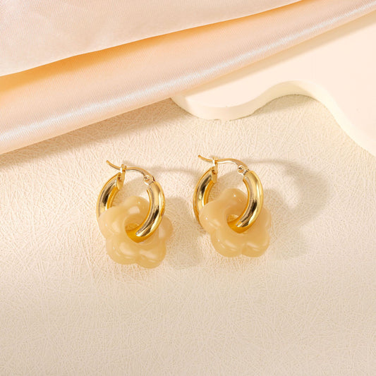 Floral Titanium Steel Earrings