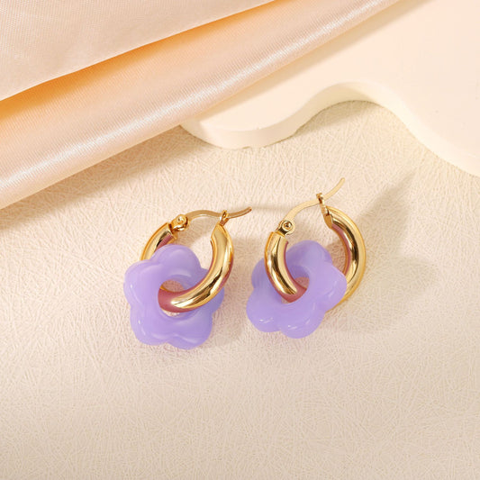 Floral Titanium Steel Earrings
