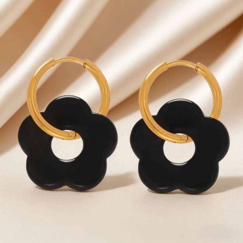 Floral Titanium Steel Earrings