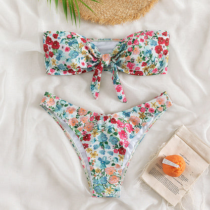 Floral Two-Piece Triangle Swimsuit