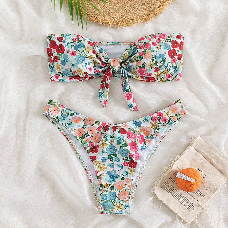 Floral Two-Piece Triangle Swimsuit