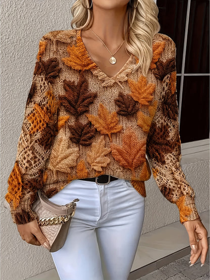 Floral V-neck long-sleeved top