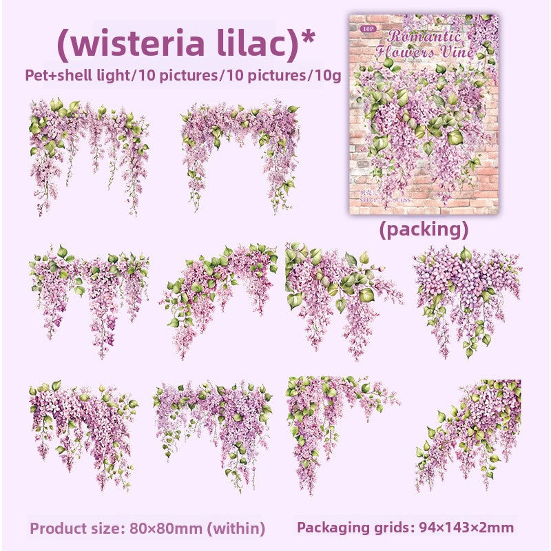 Floral Vine PET Stickers for Scrapbooking