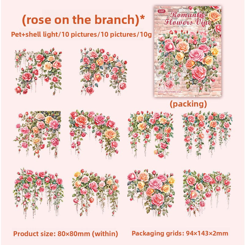 Floral Vine PET Stickers for Scrapbooking