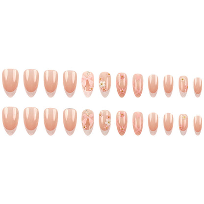 Floral white edge French nail art stickers