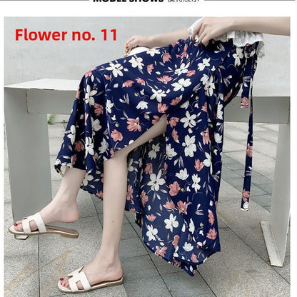 Floral Wrap Midi Skirt