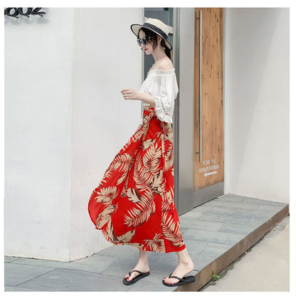 Floral Wrap Midi Skirt