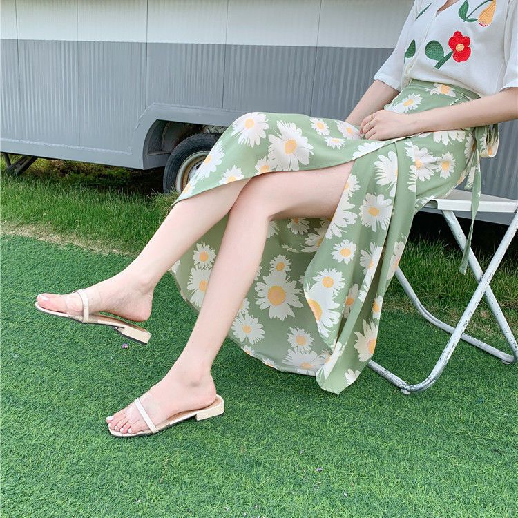 Floral Wrap Midi Skirt