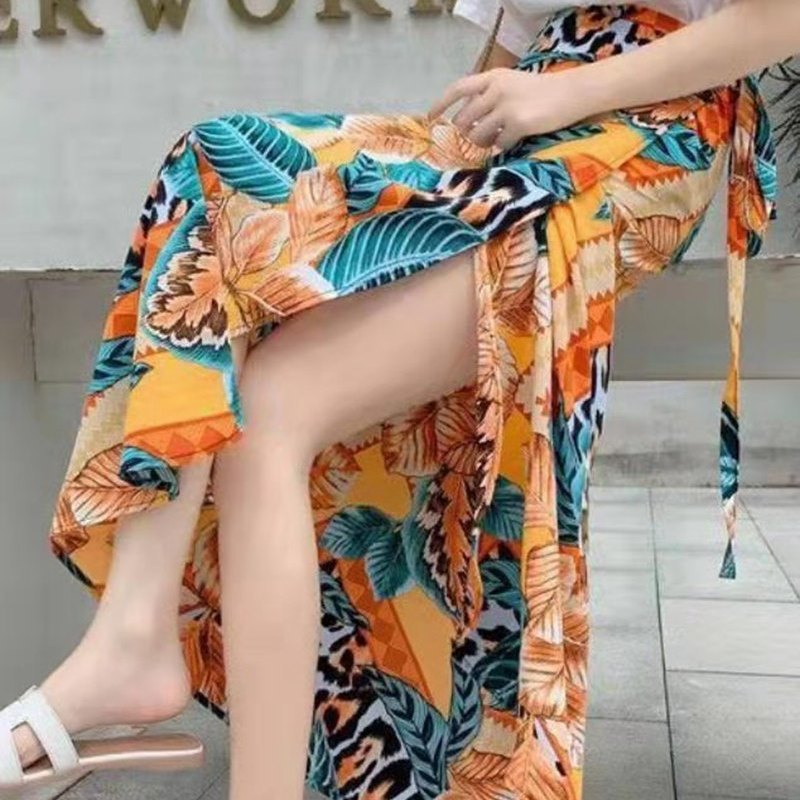 Floral Wrap Midi Skirt