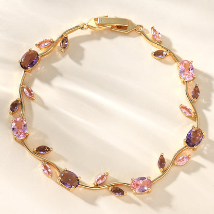 Floral Zircon Copper Bracelet